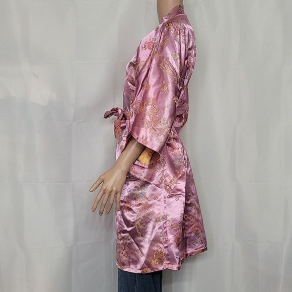 Lotus Women's Pink "Silk" Robe, Sz. Med - Picture 3 of 8